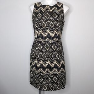 ✨3/$15 J Crew Factory blue cream geometric sleeveless sheath dress 8